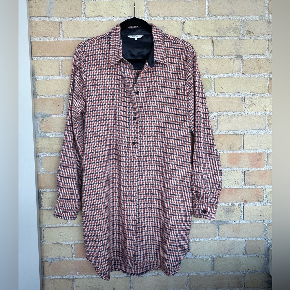 Sandwich Orange and Blue Houndstooth Long Shirt/Jacket